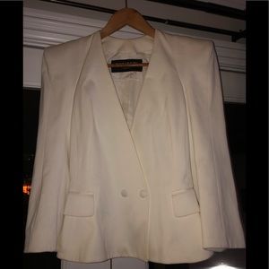 BALMAIN CREAM COTTON BUTTON BLAZER SZ 42 6